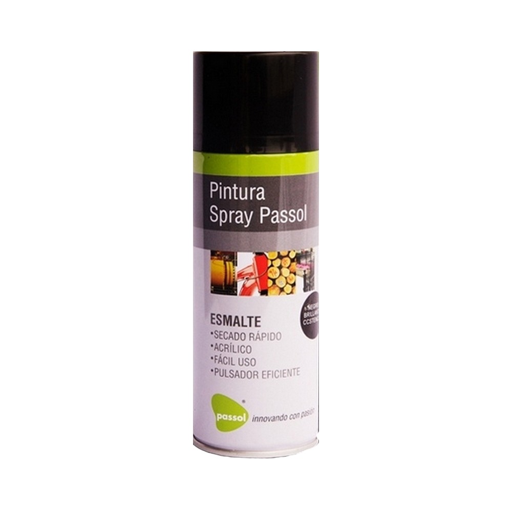 SPRAY ESMALTE ACRILICO PASSOL NEGRO  400ML - 235GRS