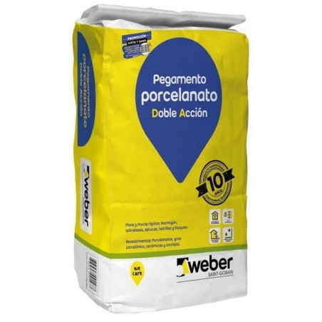 PEGAMENTO PORCELANATO DOBLE ACCION WEBER SACO 25 KILOS