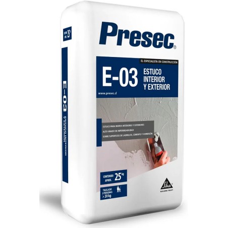 ESTUCO INTERIOR - EXTERIOR PRESEC E-03 25 KILOS